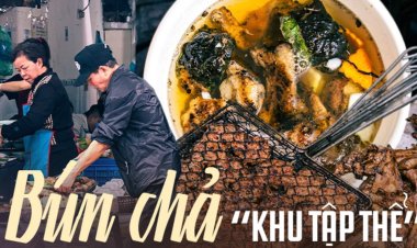 Quán bún chả hơn 30 năm tuổi nằm dưới cầu thang khu tập thể cũ ở Hà Nội, ngày bán 600 suất